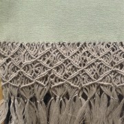 Set asciugamani, tessitura artigianale in puro lino, disegno giglio e finitura in macrame annodato a mano, color verde muschio